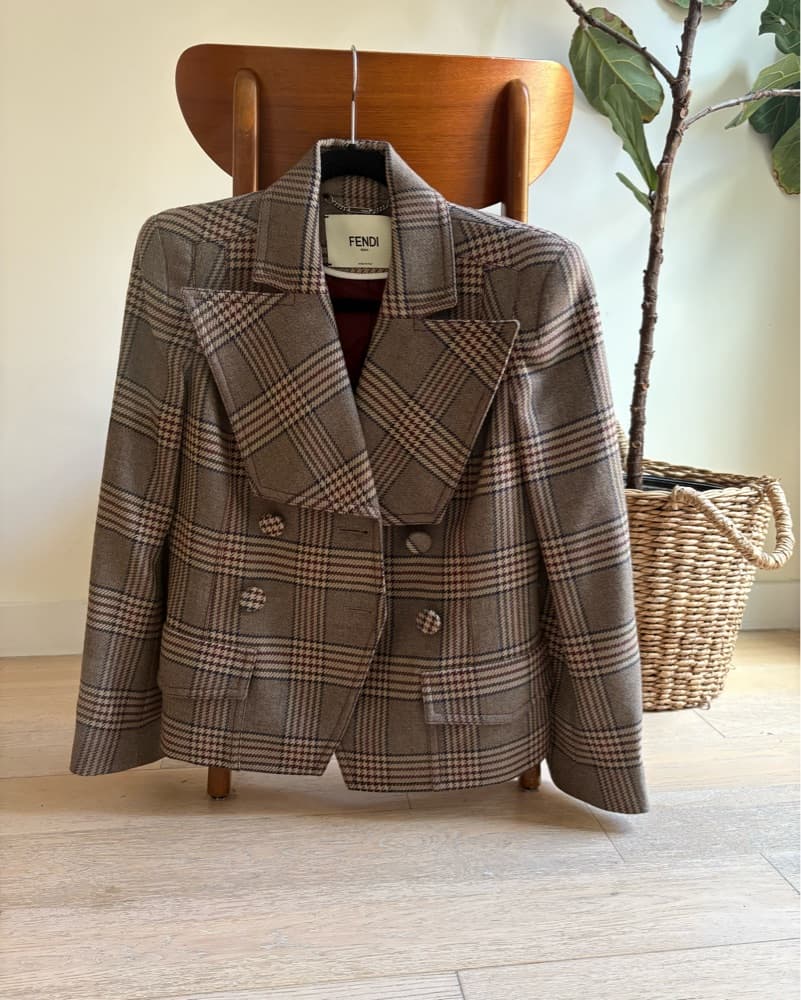Fendi Plaid Double-Breasted Peacoat - Image 3