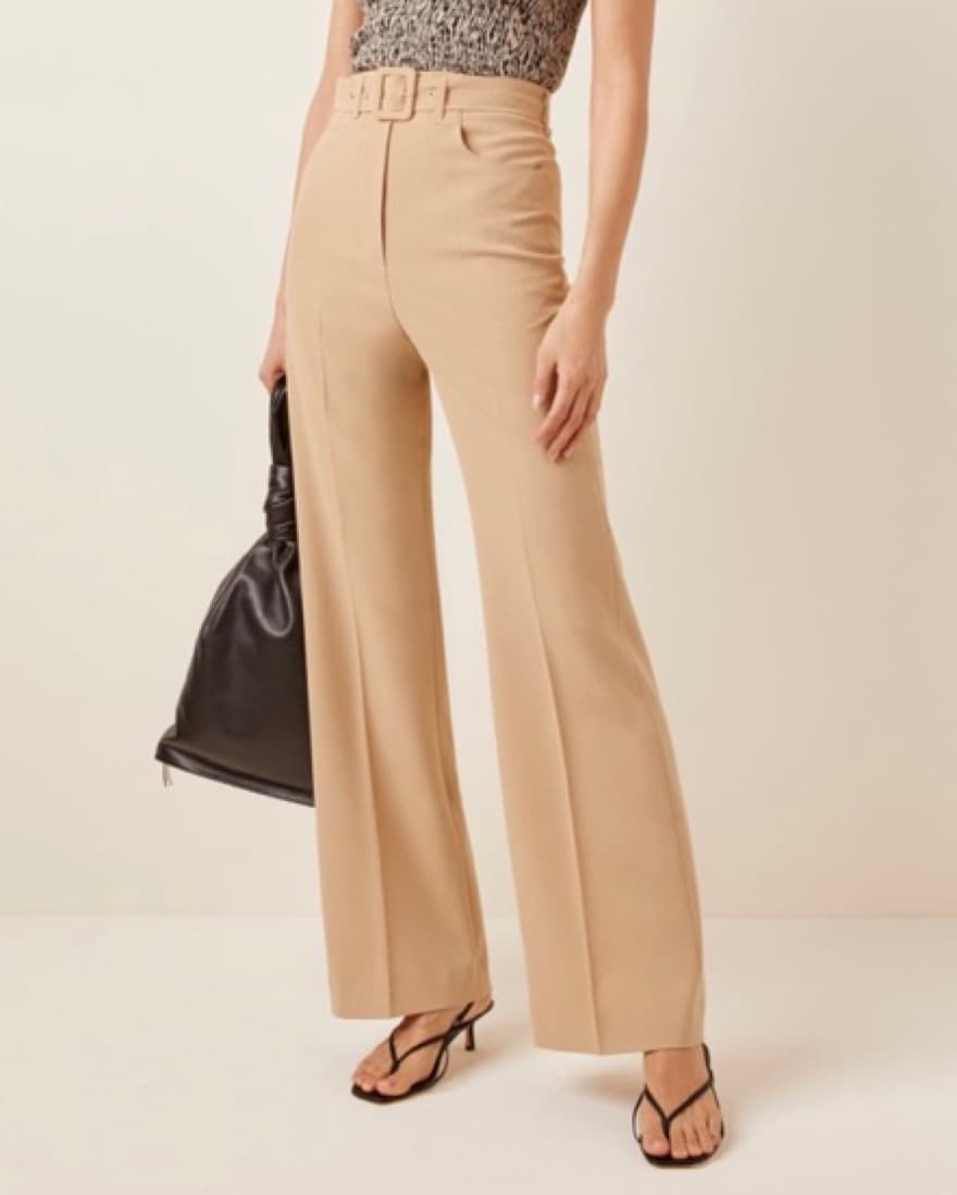 Nanushka Clara Belted Crepe Flare Pants - Image 1