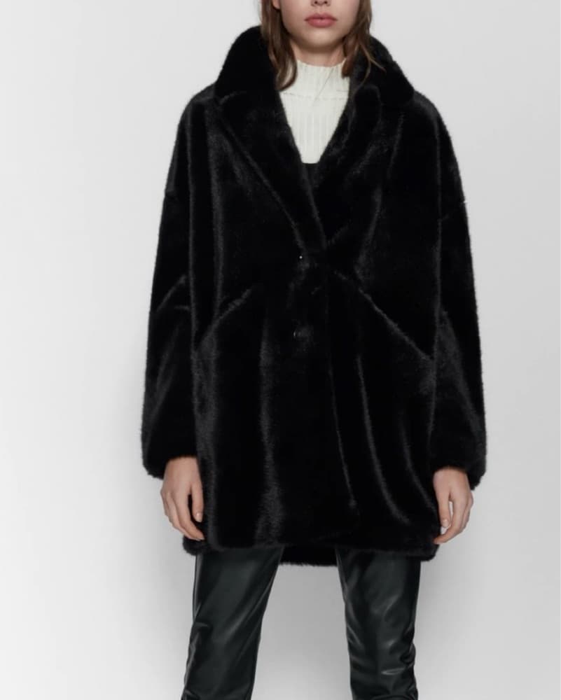 Black Faux Fur Jacket - Image 1