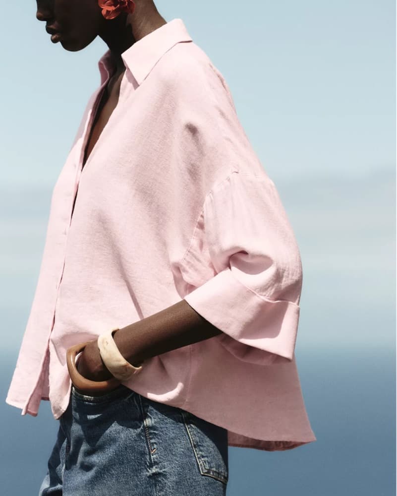 ZARA linen Pink Shirt - Image 2