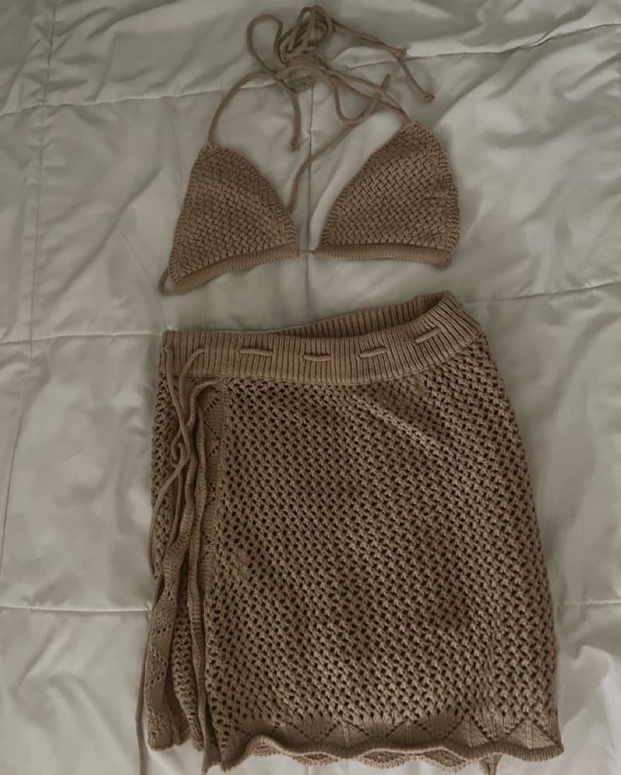 Monae Crochet Skirt Set in Nude - Image 5
