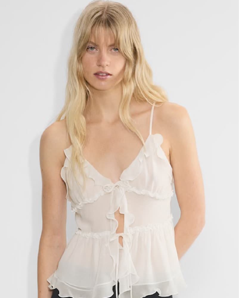 Aritzia Wilfred Sheer Ruffled Cami - Image 1