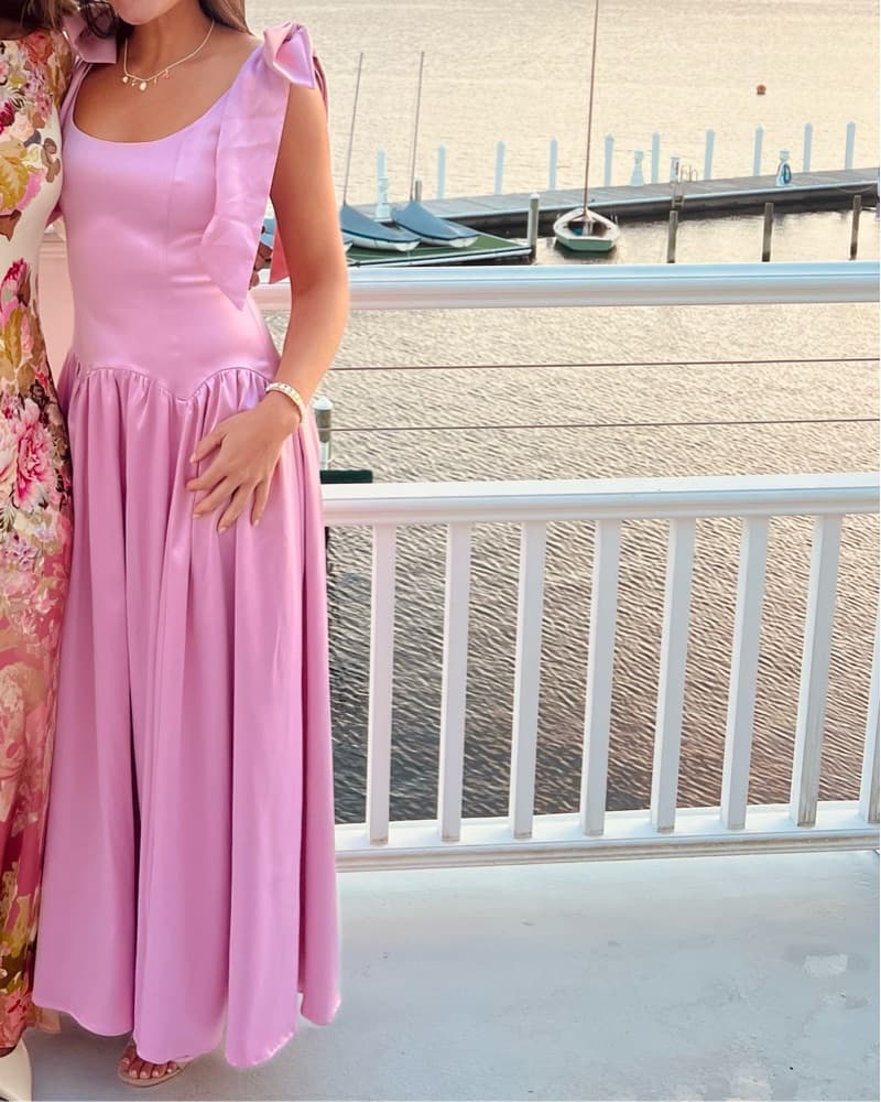 Ballerina Pink Bow & Drop Waist Dress - Image 1