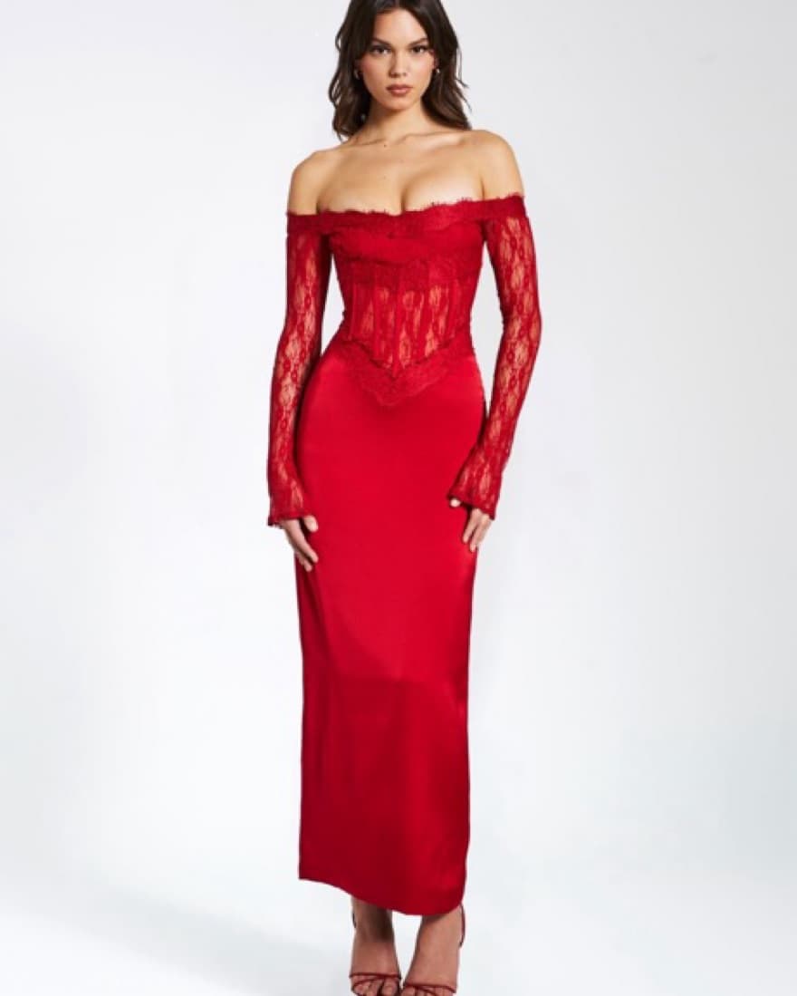 Miss Circle Nessa Red Lace Satin Corset - Image 3
