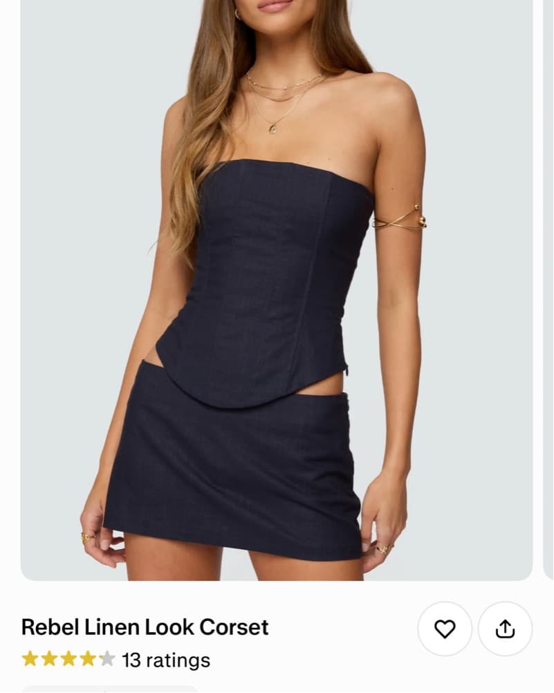 Navy Linen Corset Set - Image 1