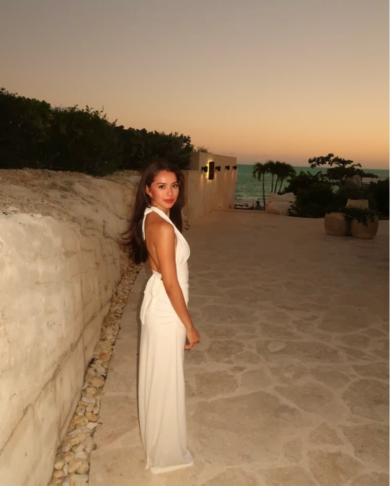 White Cinch Halter Dress - Image 3