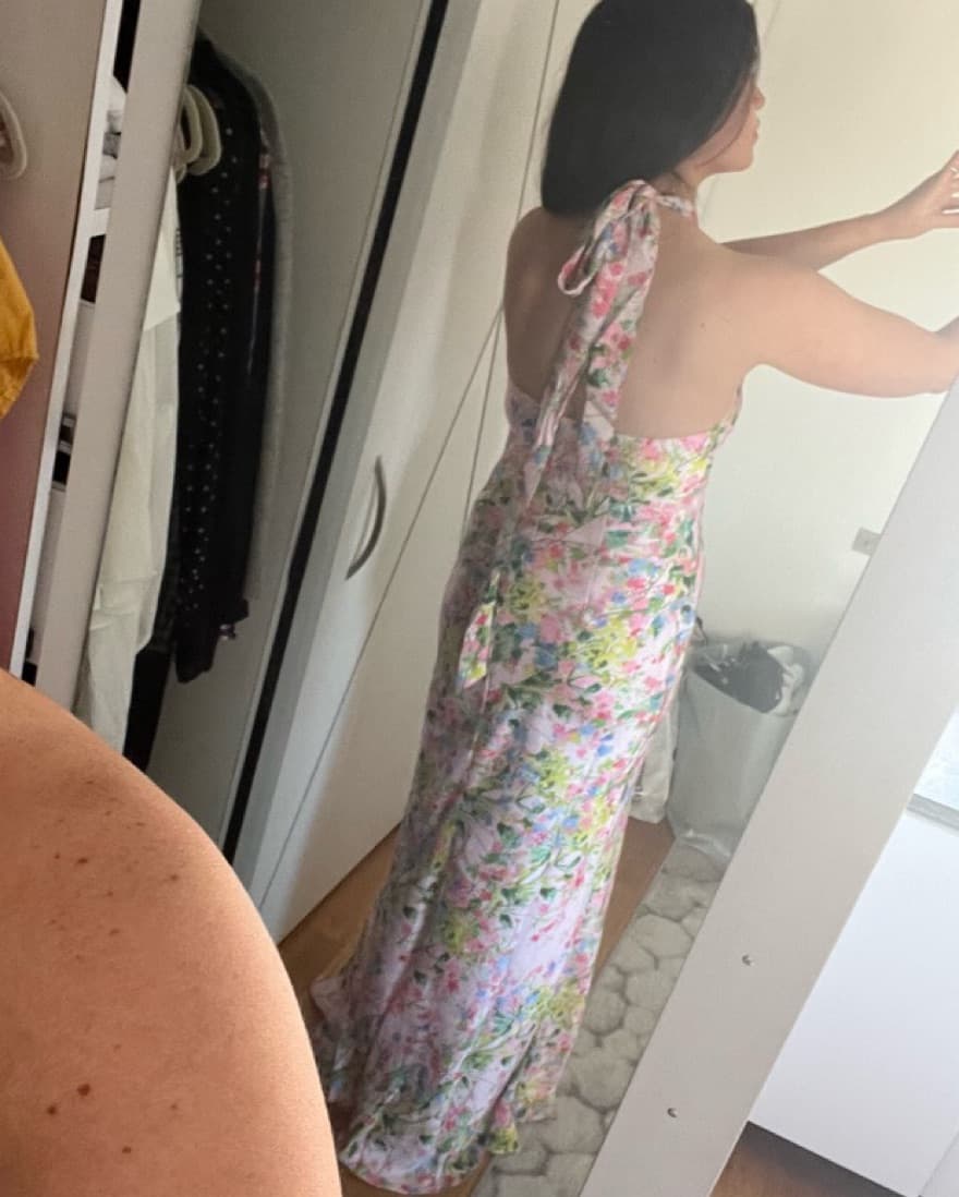 ML MONIQUE LHUILLIER Pink Floral Halter  - Image 5