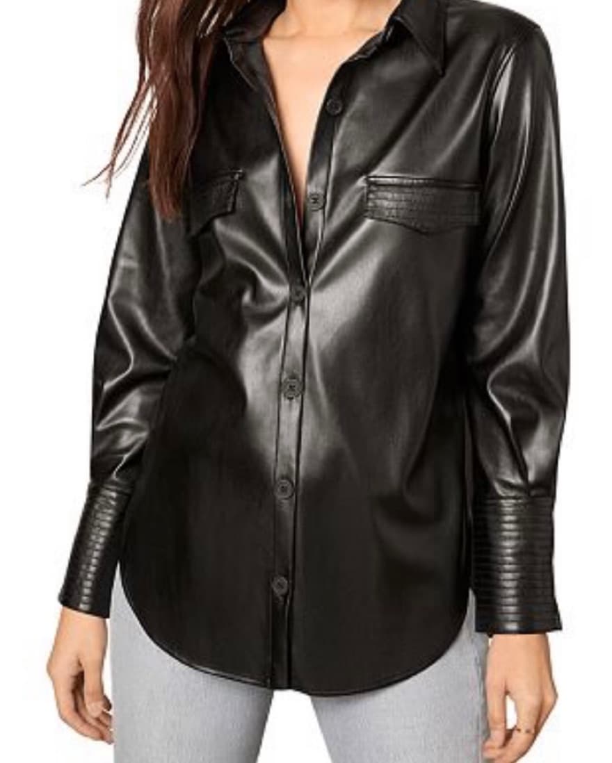 Black Leather Button Up Shirt - Image 1