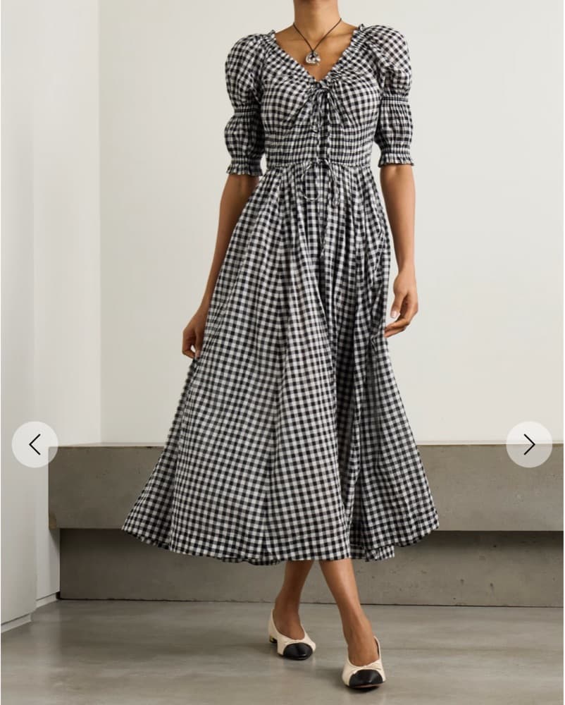 Doen Ischia Shirred Gingham Dress - Image 2