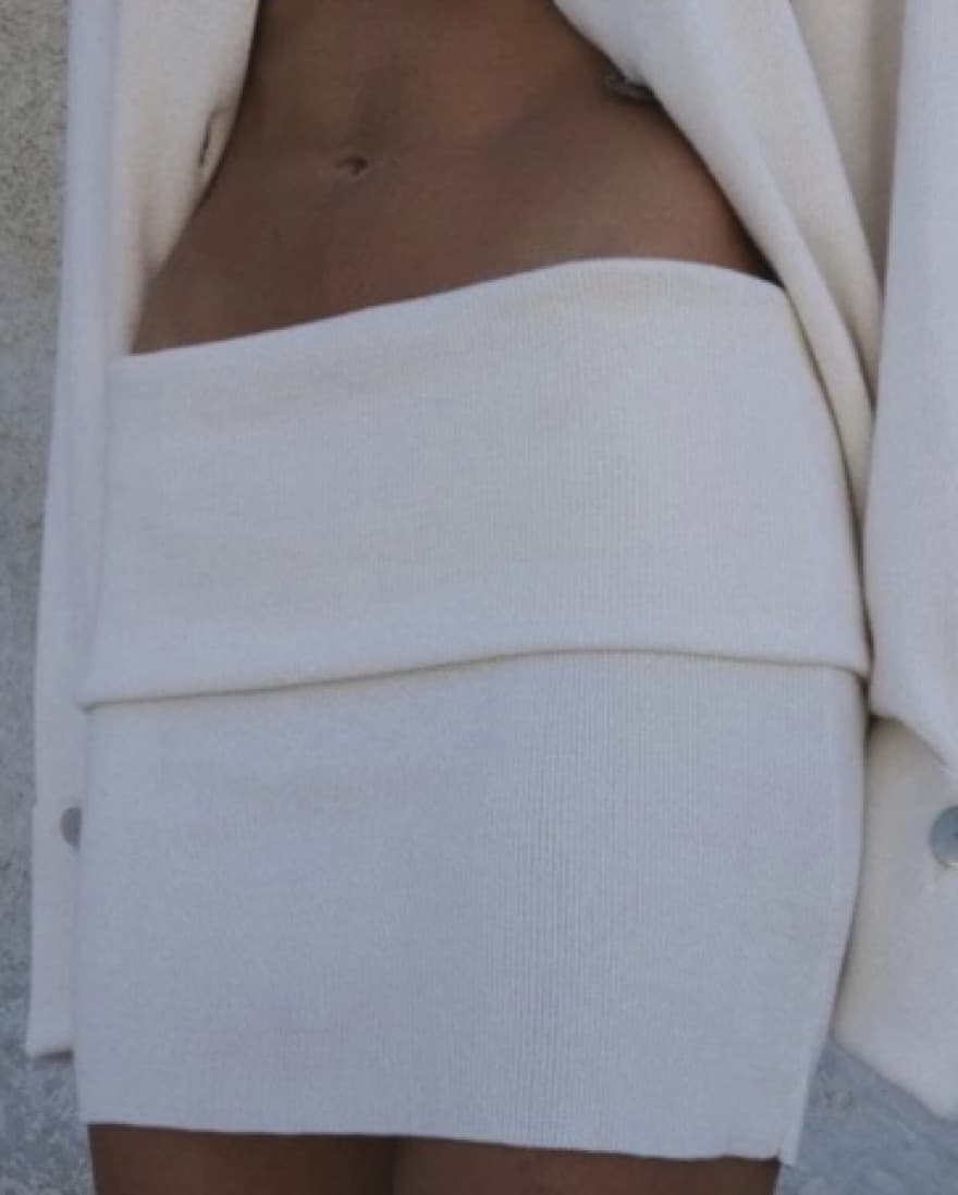Arakii Luna Knit Skirt In Cream White - Image 5