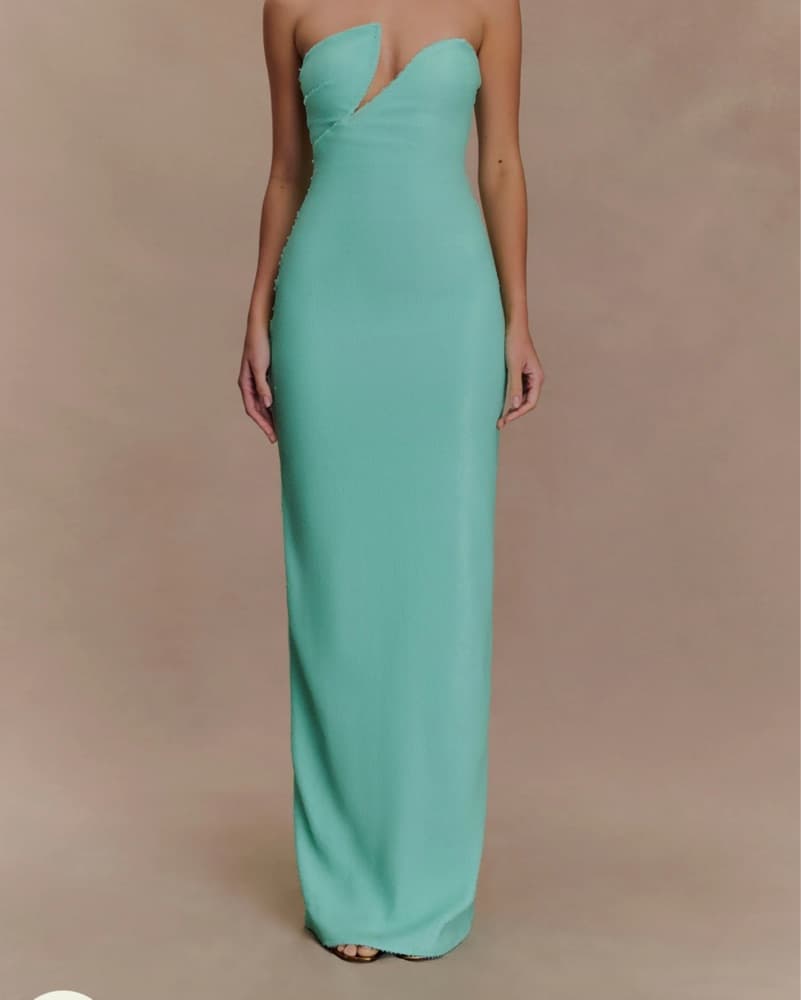 Meshki Mint Sequince Strapless Gown - Image 1
