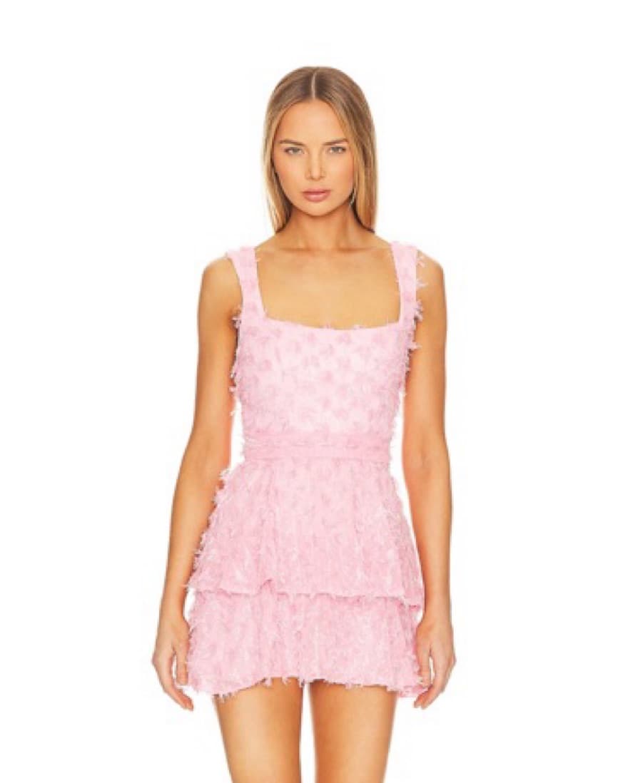 Meg Mini Dress in Pink Eyelash - Image 1