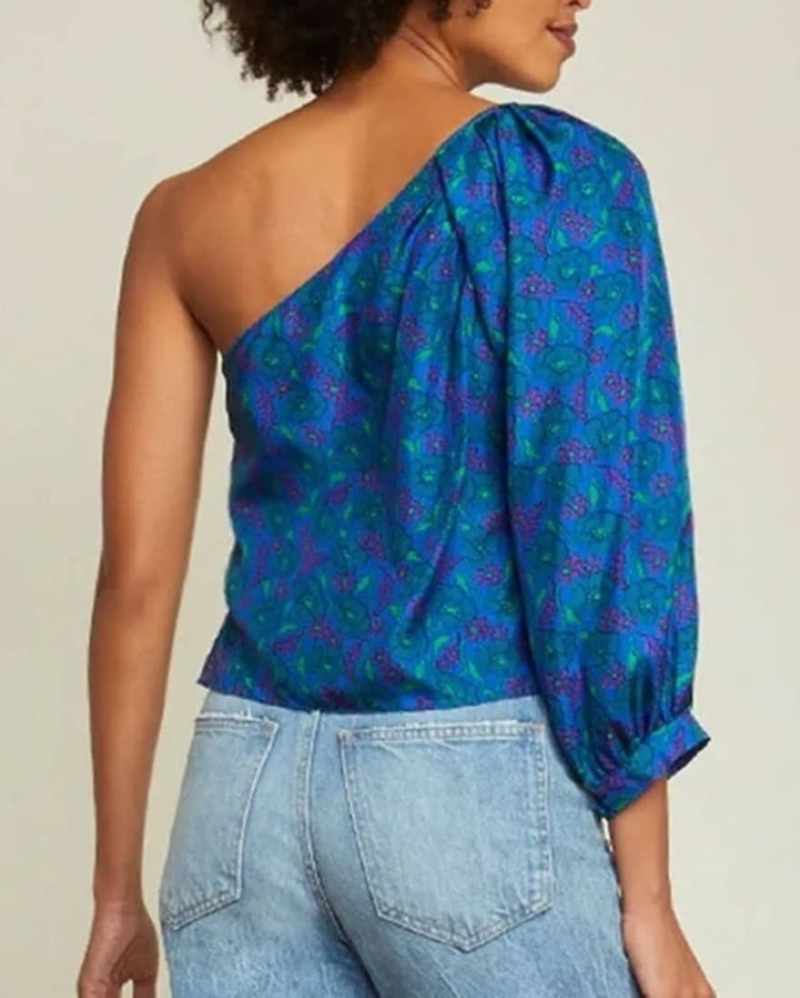 Veronica Beard Floral One Shoulder Top - Image 3