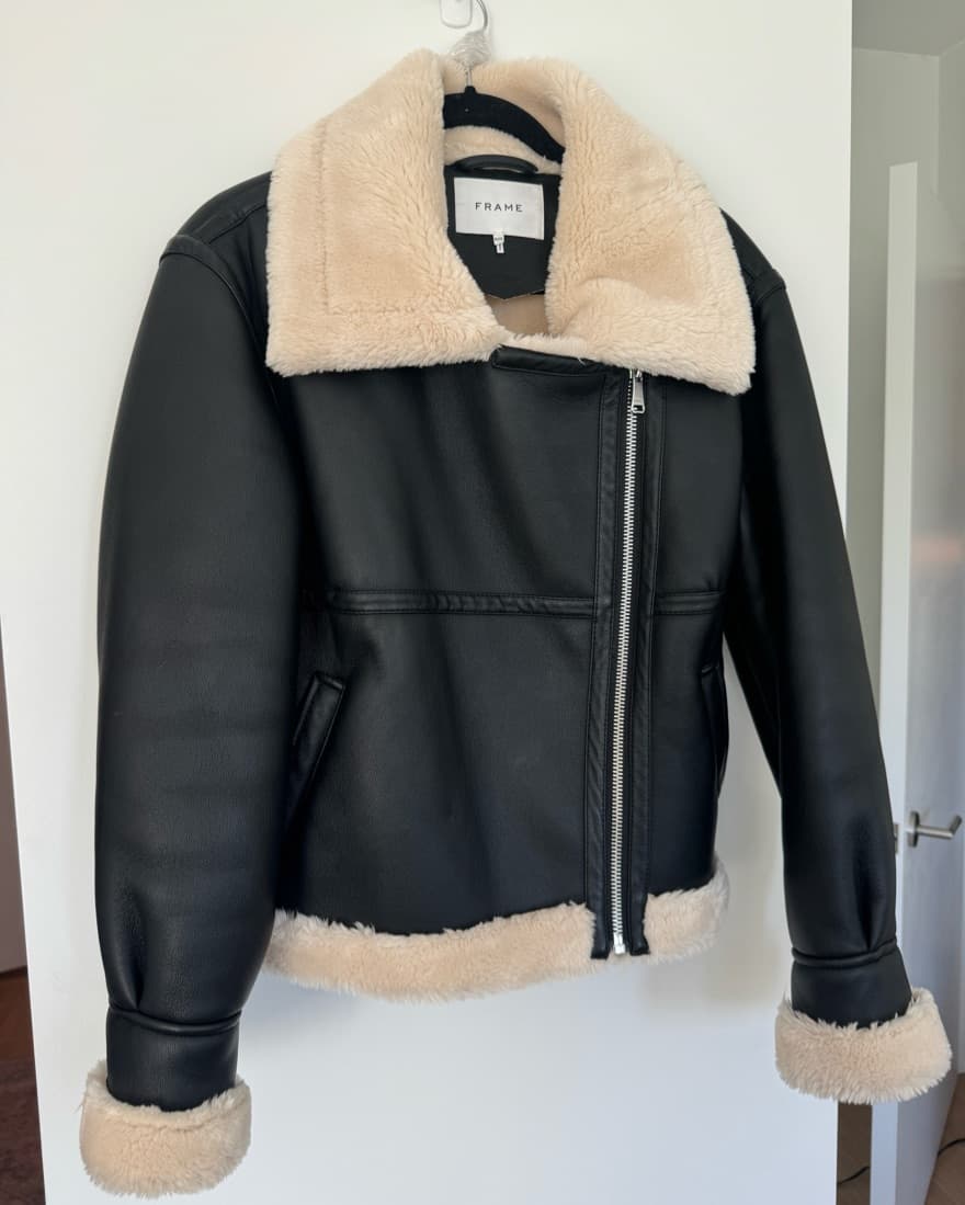 Frame Faux Shearling Leather Jacket - Image 4