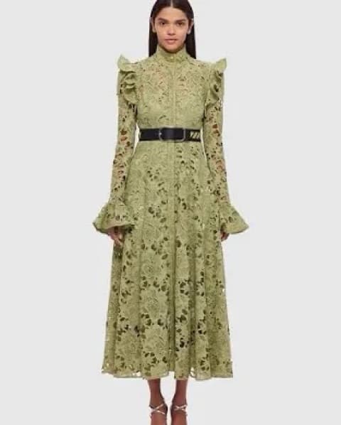 Aliyah Lace Butterfly Sleeve Midi Dress - Image 1