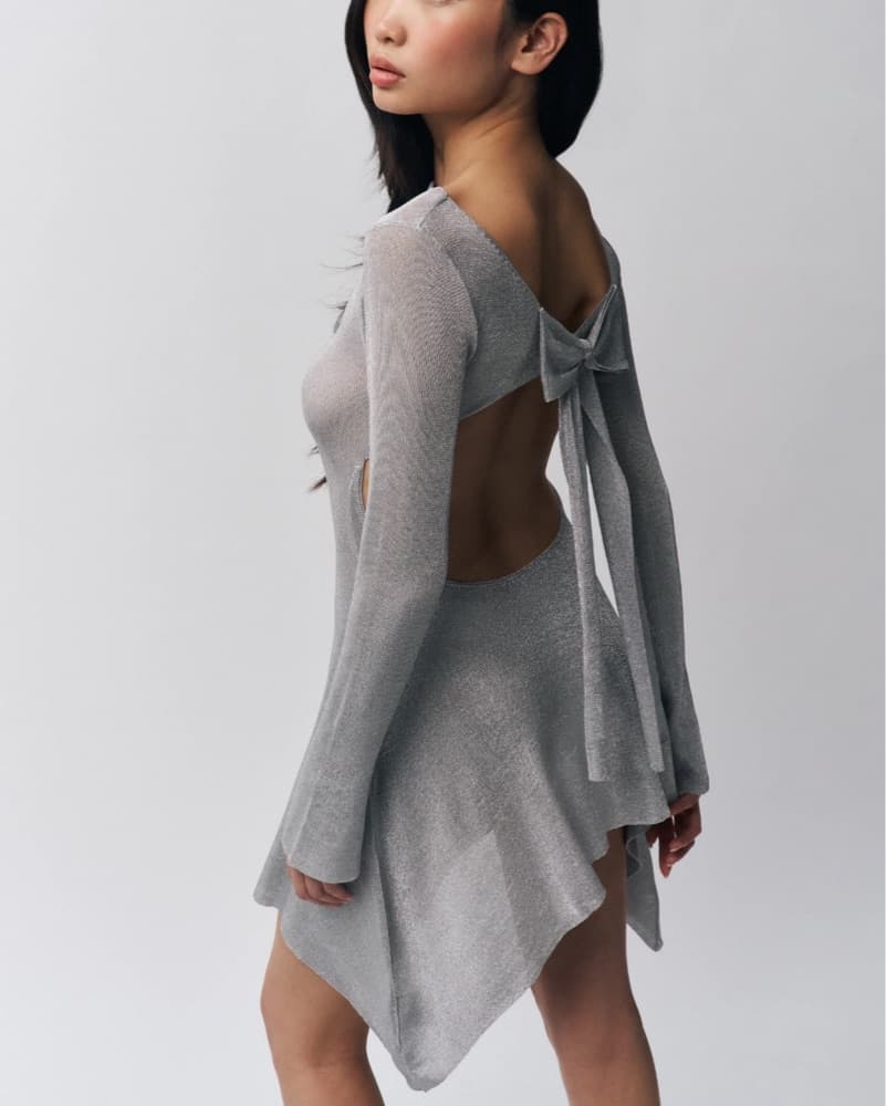 Danielle Guizio Rose Dress In Silver - Image 1