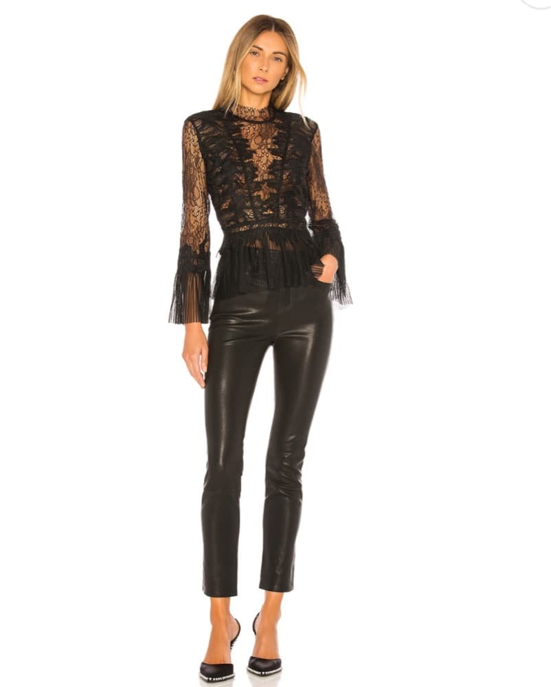Revolve Sheer Lace Peplum Top - Image 1