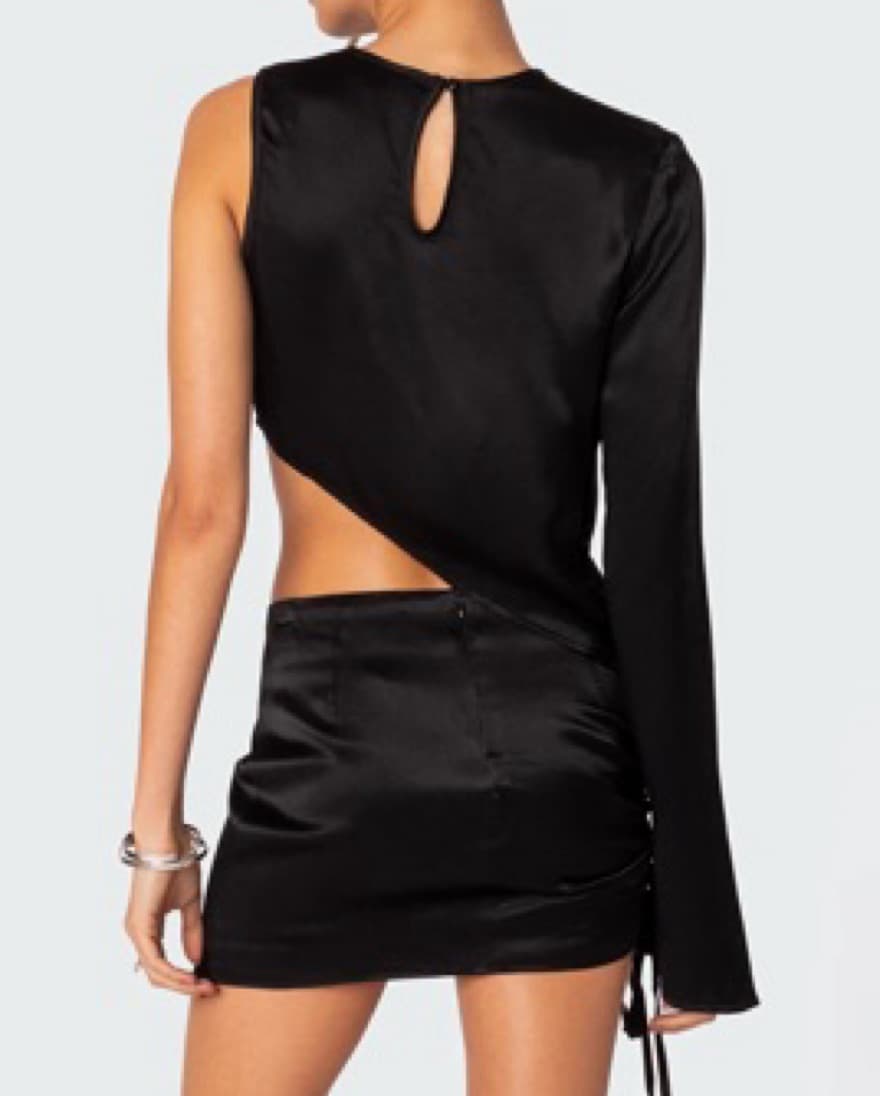 Asymmetrical Black Silk One Sleeve Set - Image 3