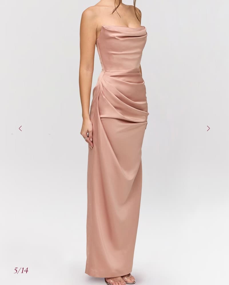 Blush Satin Strapless Dress  - Image 4