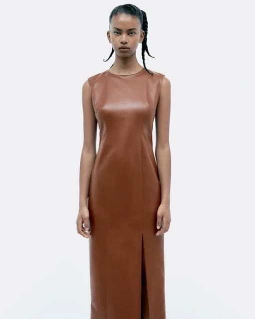 Vegan Leather Brown Zara Dress - Image 5