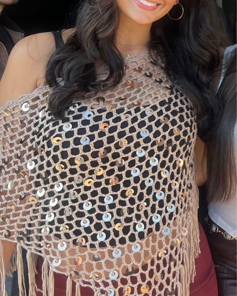 Gold Sparkle Shawl Top - Image 3