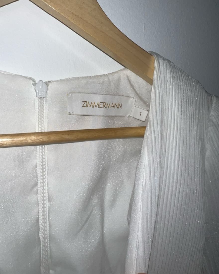 NEW ZIMMERMANN White Pleated Mini Dress  - Image 4