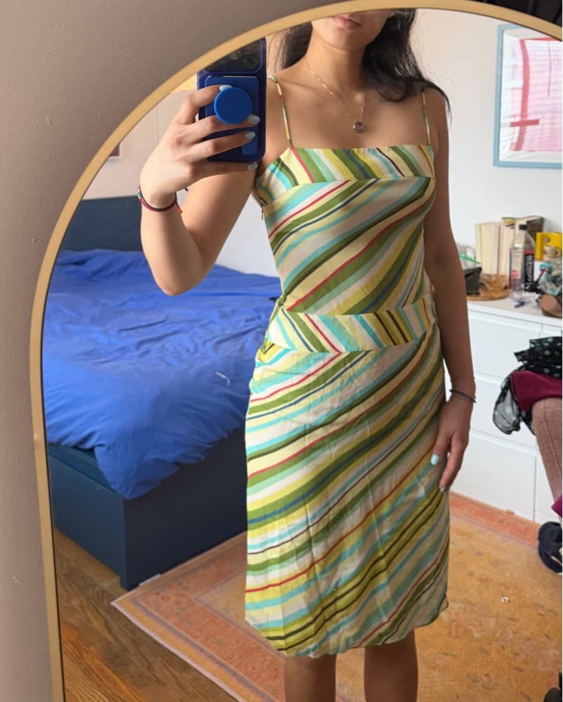 vintage silk colorful stripped dress - Image 3