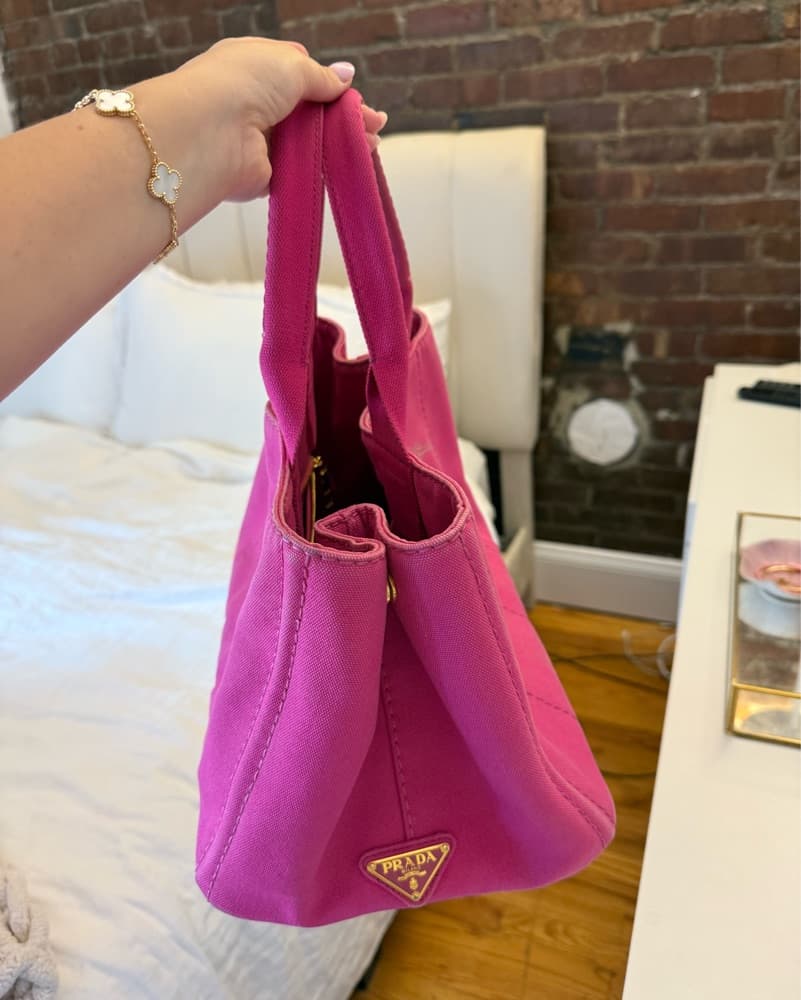 Prada Pink Canvas Tote Vintage - Image 2