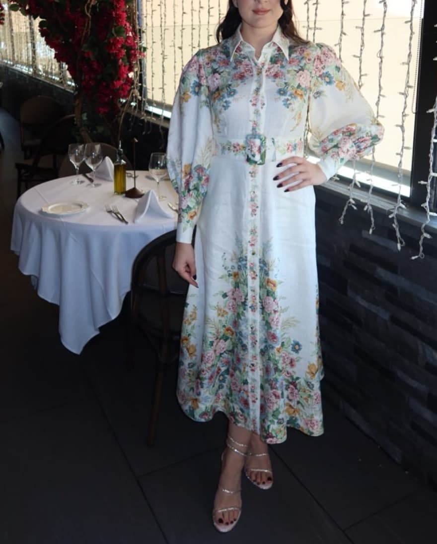 Zimmerman Long Sleeve Linen Floral Dress - Image 3