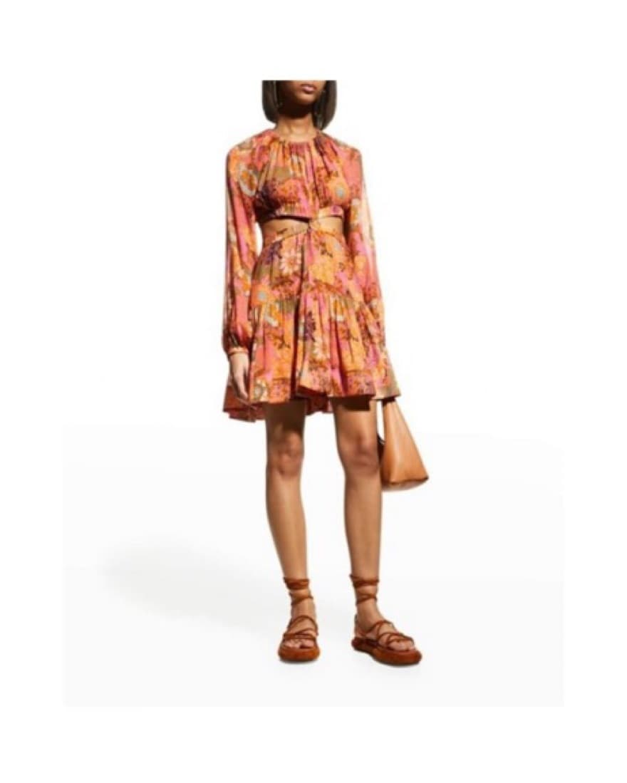 ALC Floral Silk Cut Out Dress - Image 3