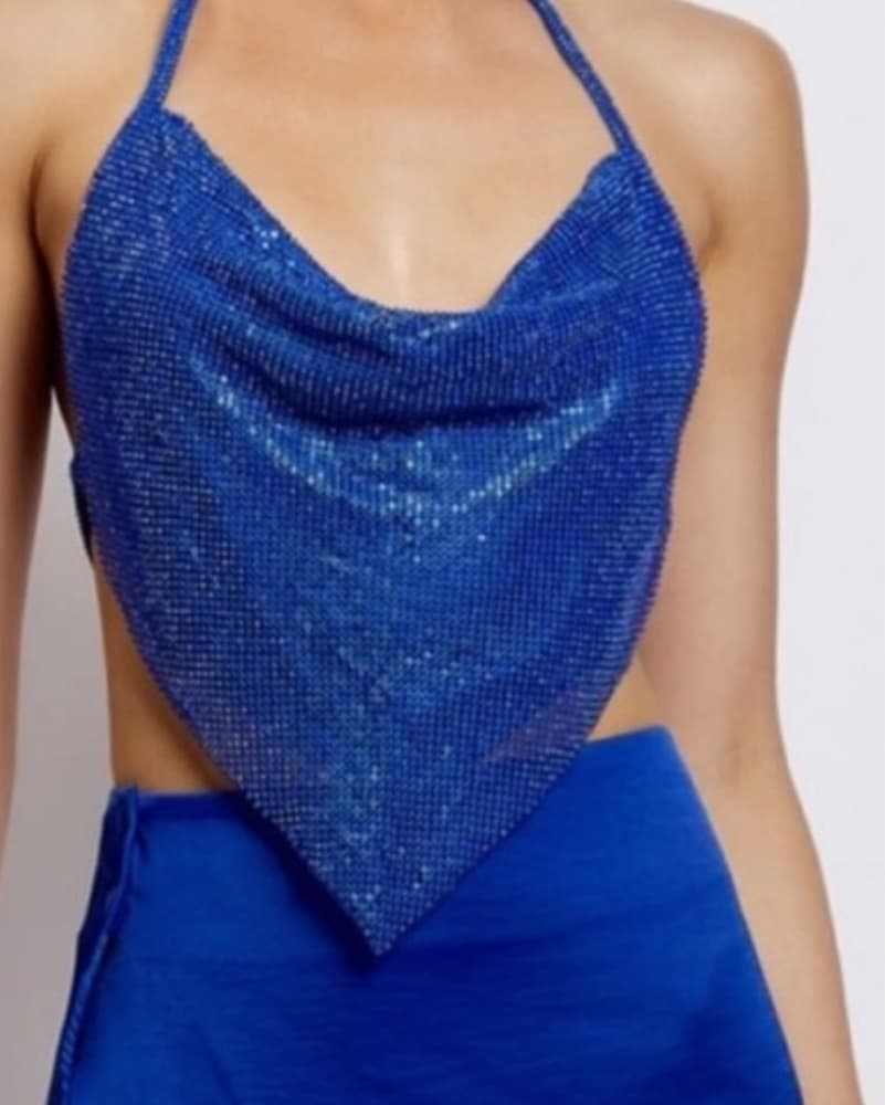 Sparkling Blue Halter Diamante Halter - Image 2