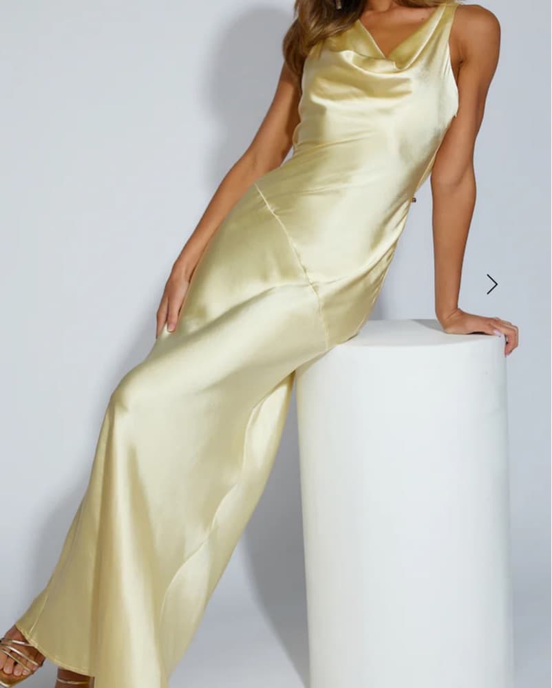 Hello Molly Butter Yellow Satin Dress - Image 4