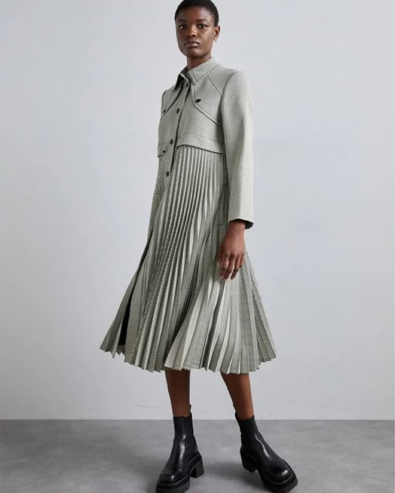 Sandro Black & White Trench Coat, Size 4 - Image 5