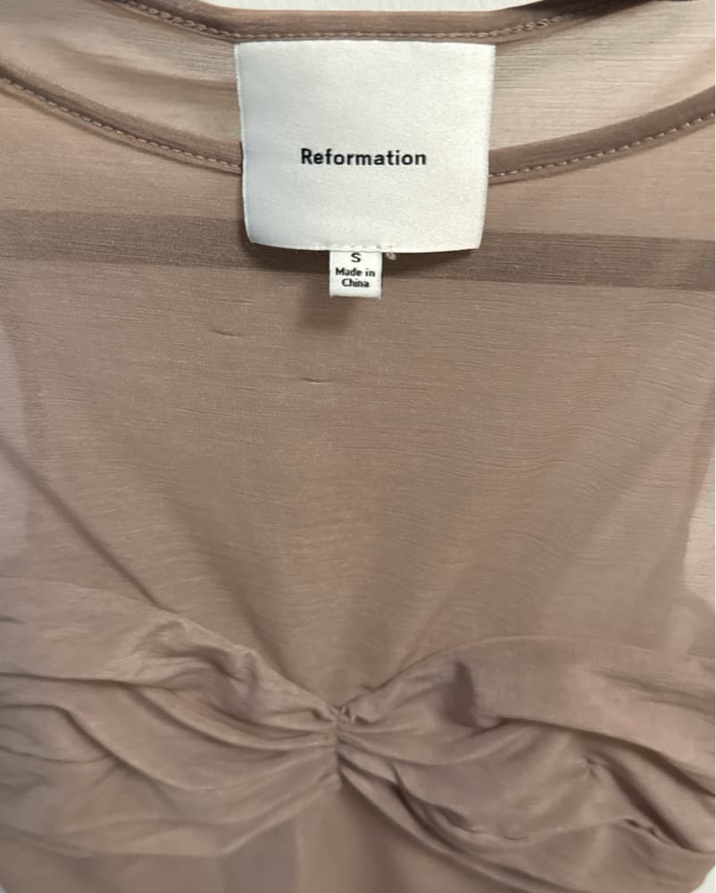 Reformation Ruched Mauve Knit Tank - Image 4