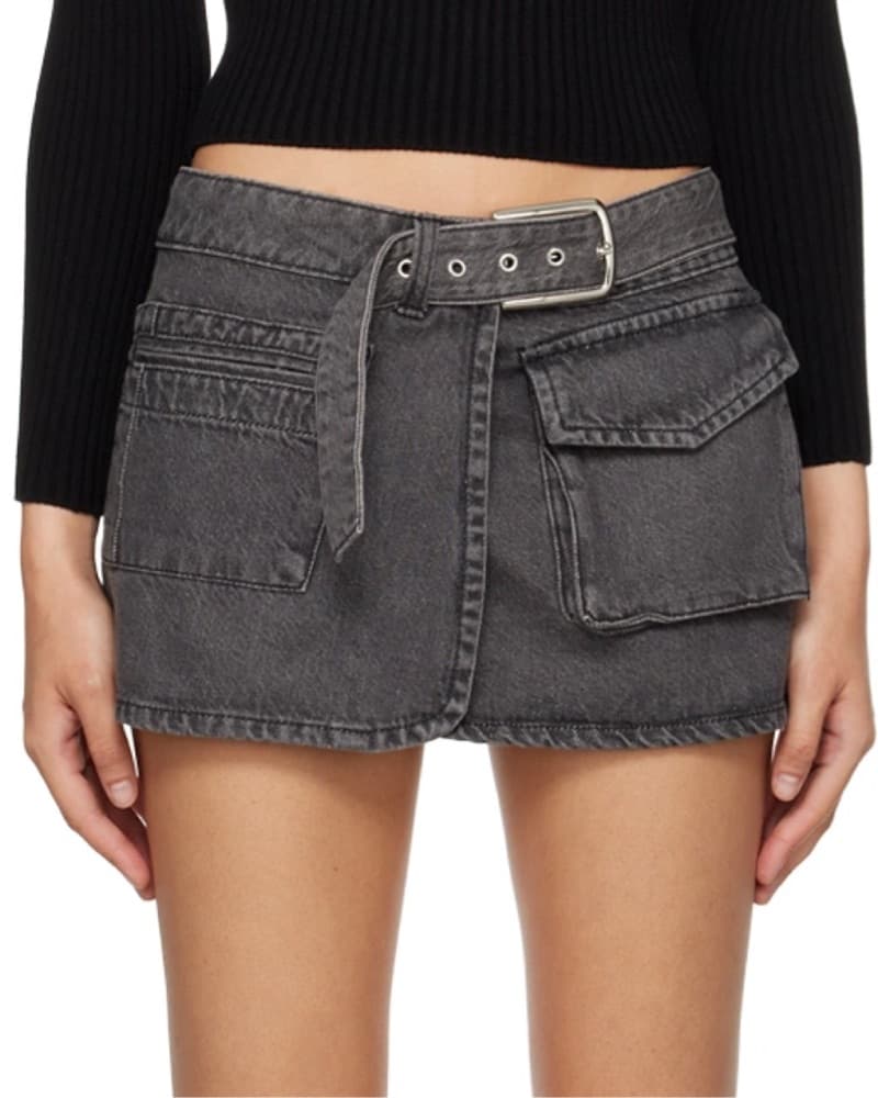Gimaguas Grey Denim Belted Skirt - Image 2