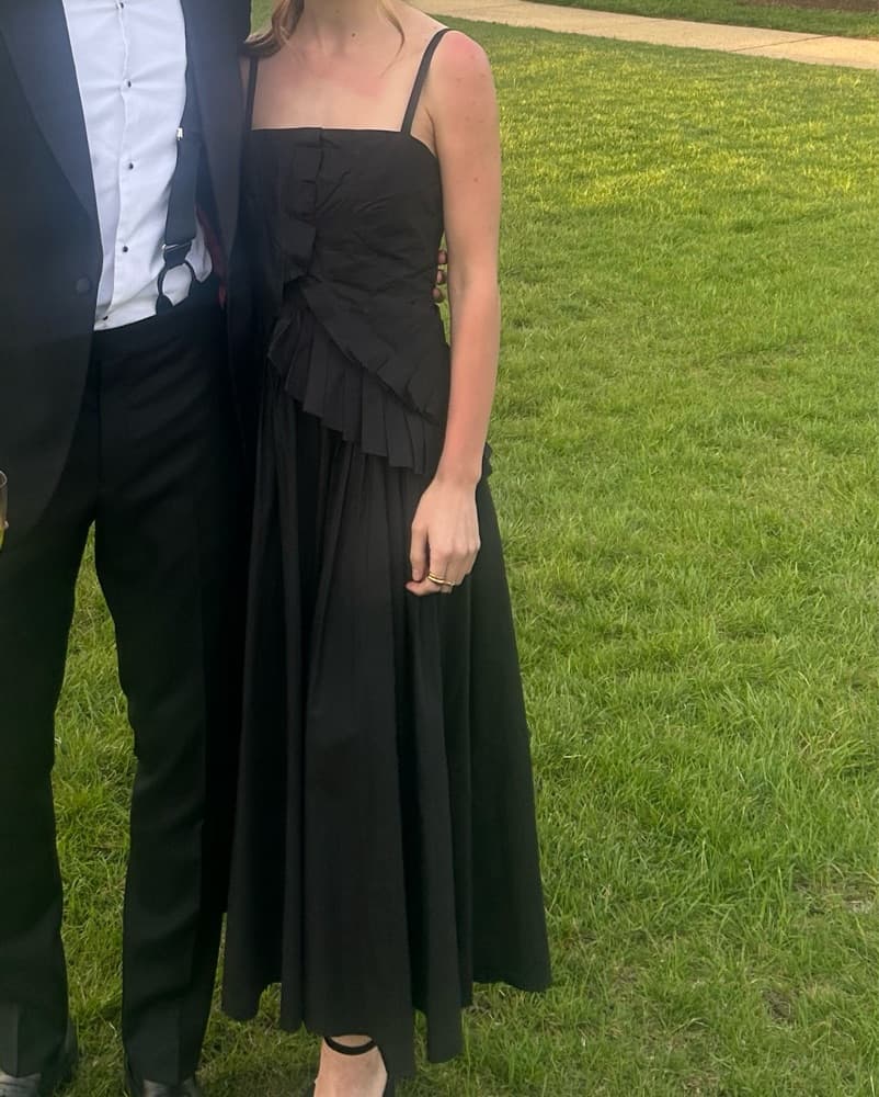 Black Ruched Midi Dress - Image 1