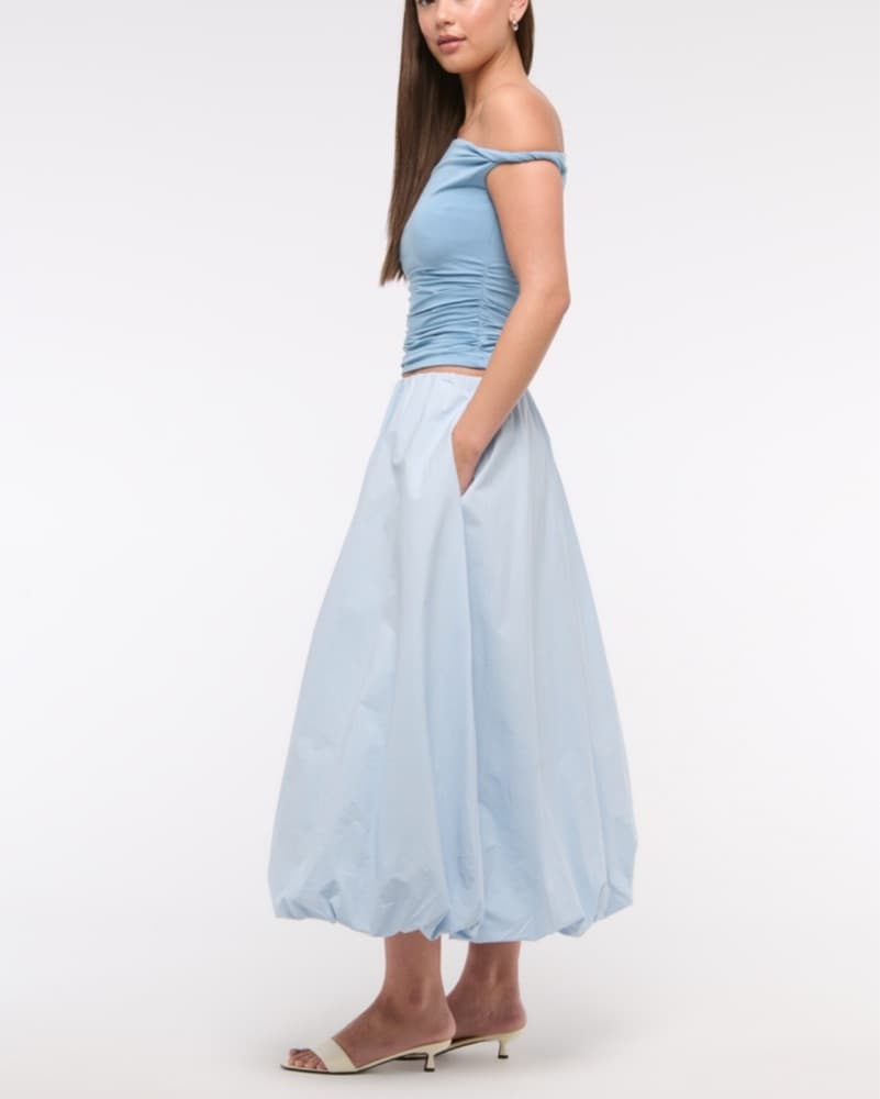 Mid Rise Bubble Hem Maxi Skirt  - Image 3