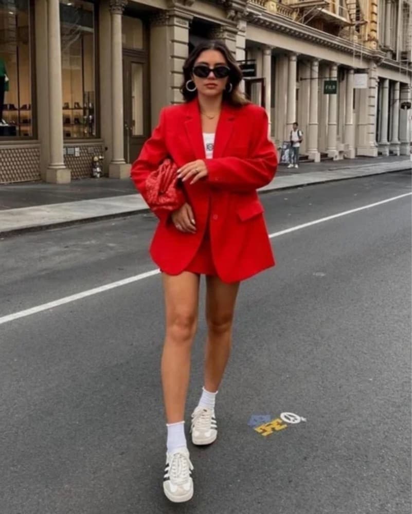 Two Piece Skirt Blazer Red Set Small - Image 5