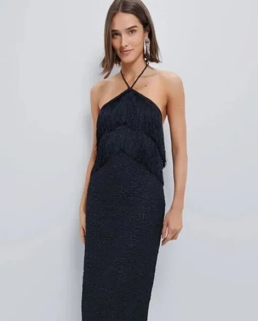 Tuckernuck Fringe Black Halter Dress - Image 3