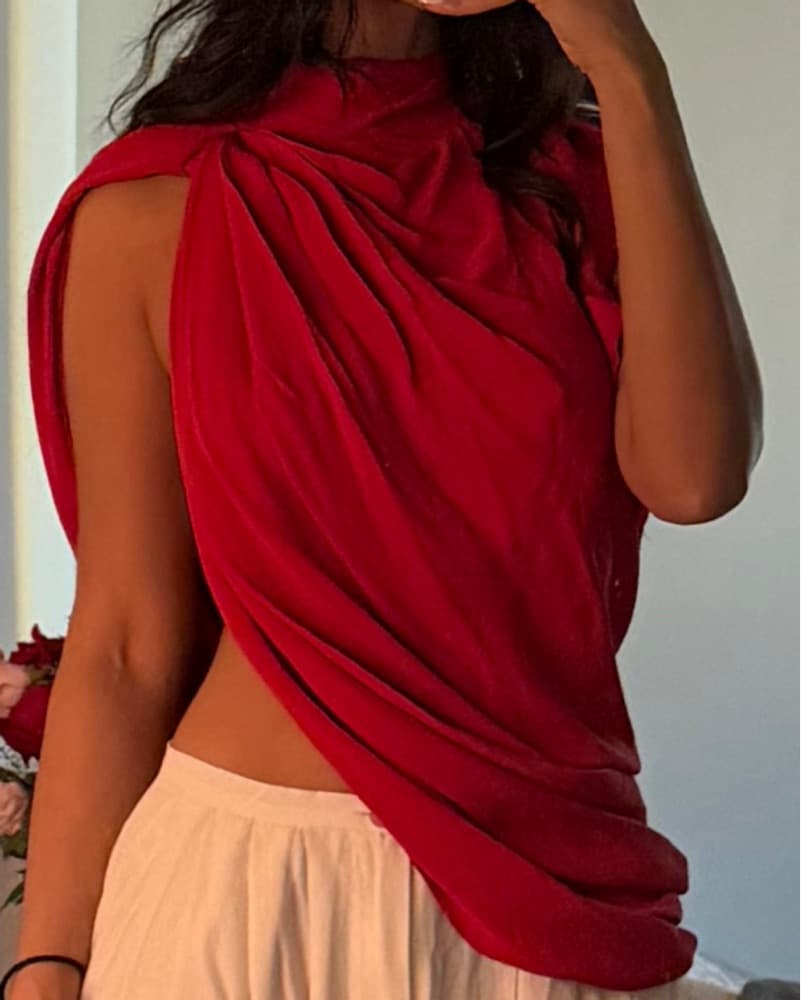 Magda Butrym Asymmetrical Red Top  - Image 4