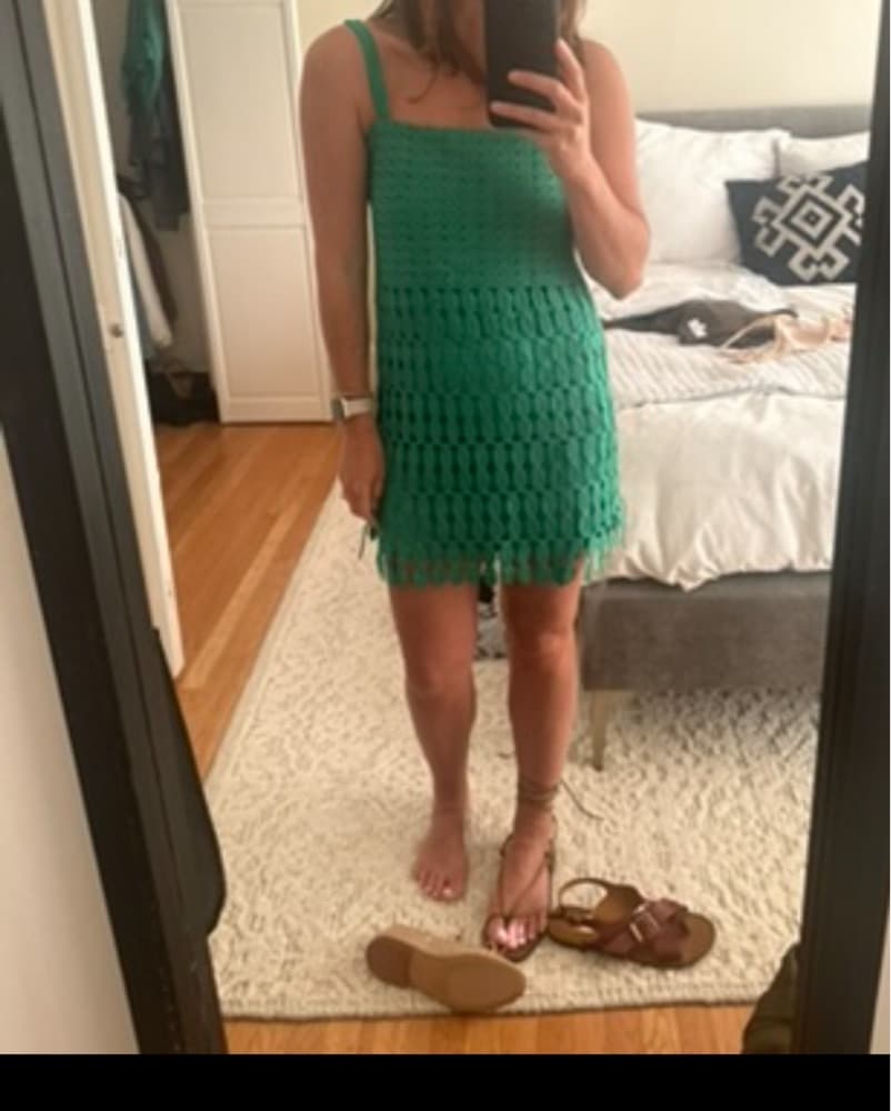 Alexis Green Parakeet Crochet Mini Dress - Image 4