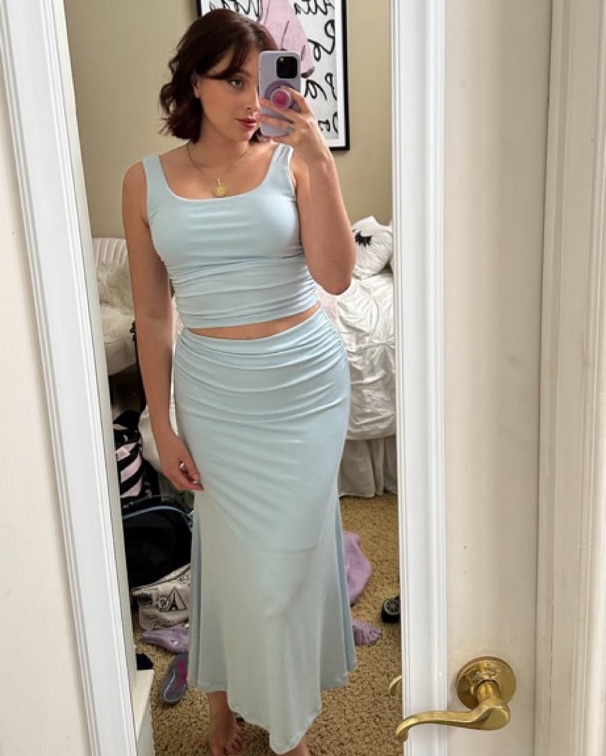 Midi Skirt And Tank Top Set Sky Blue M - Image 5