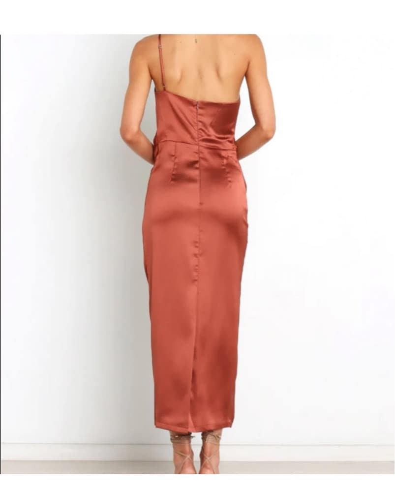 One Shoulder Rust Dress  - Image 2