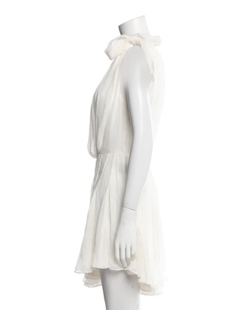 Isabel Marant Silk Off Shoulder Mini White Dress - Image 4