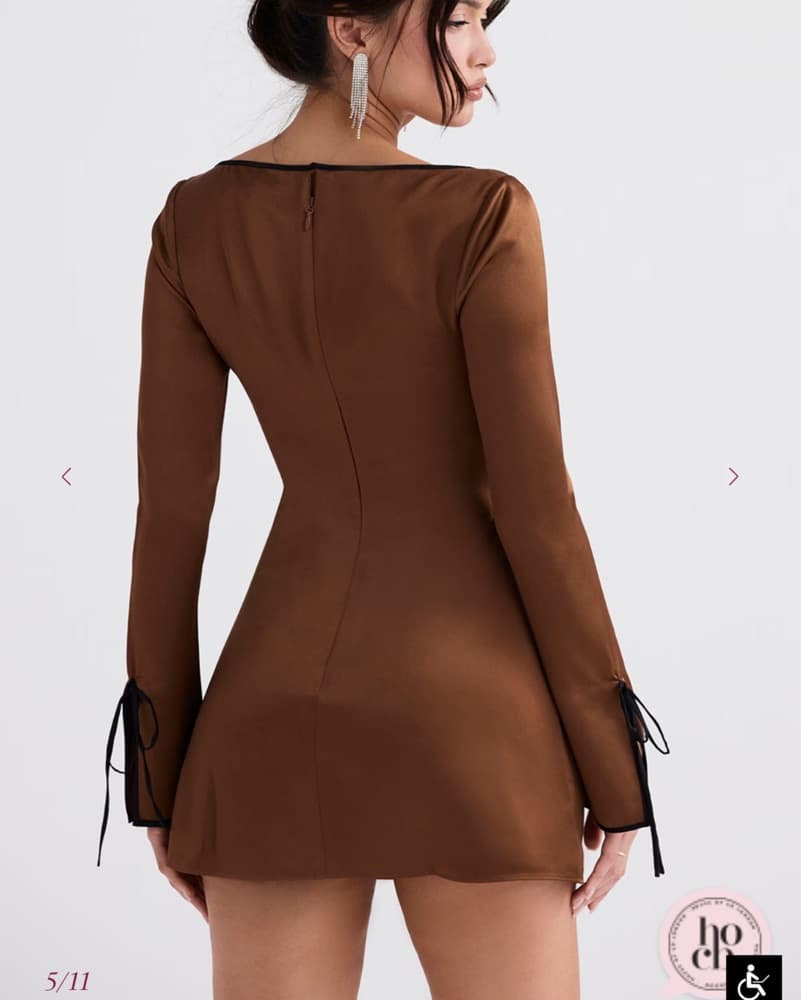 HOUSE OF CB- Copper Satin Mini Dress - Image 3