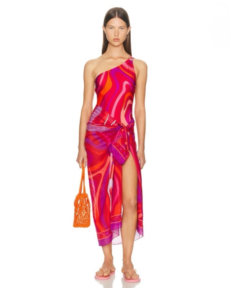 Pucci Cotton Pareo in Corallo & Fuxia - Image 1