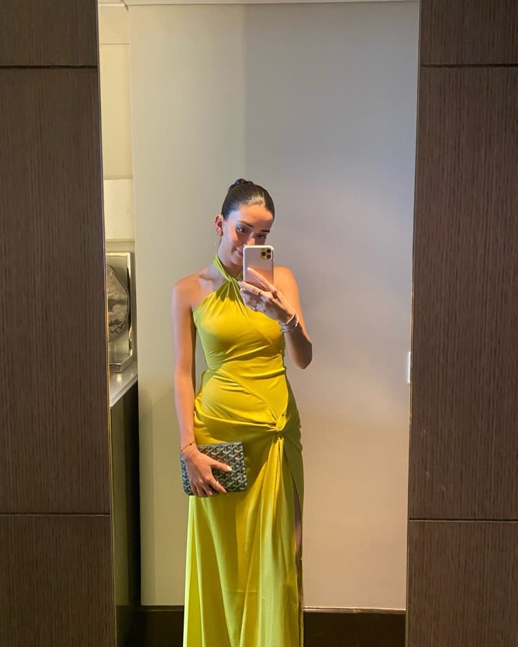 Ronny Kobo Open Back Satin Halter Gown - Image 1