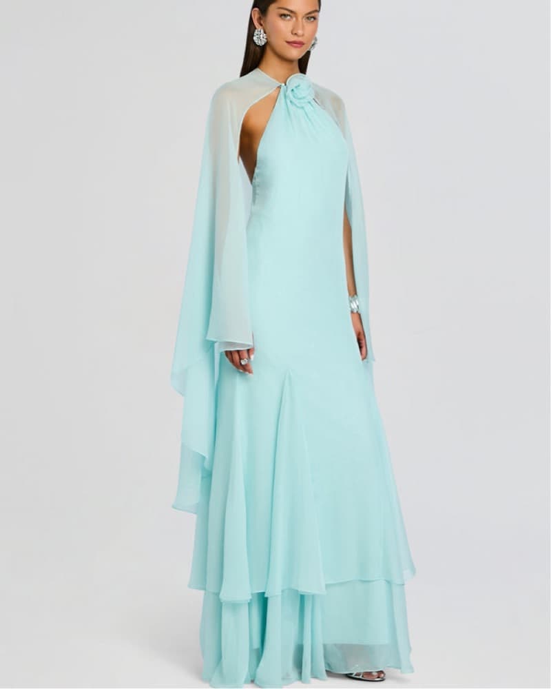 Acqua Green Tiered Gown - Image 3