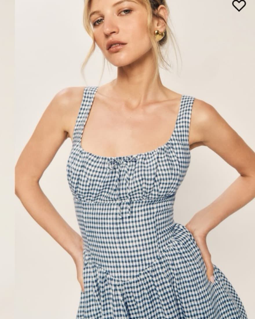 Gingham reformation Tea Length Dress  - Image 3