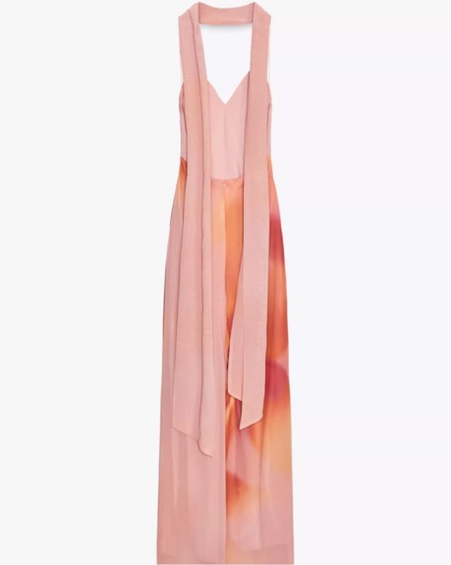 Zara Ombre Dress with Neck Scarf - Image 4